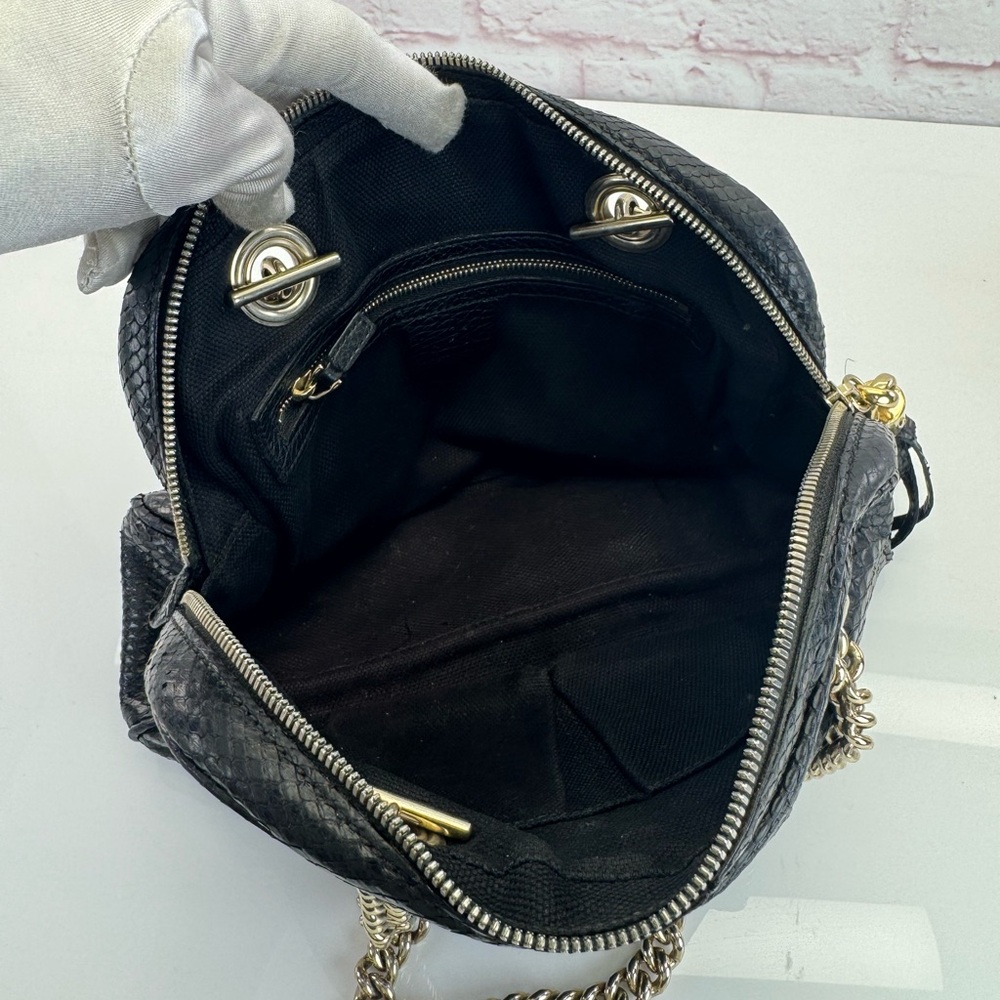 Gucci RARE Black Python SoHo Chain Tassel Shoulder Bag - Picture 13 of 16
